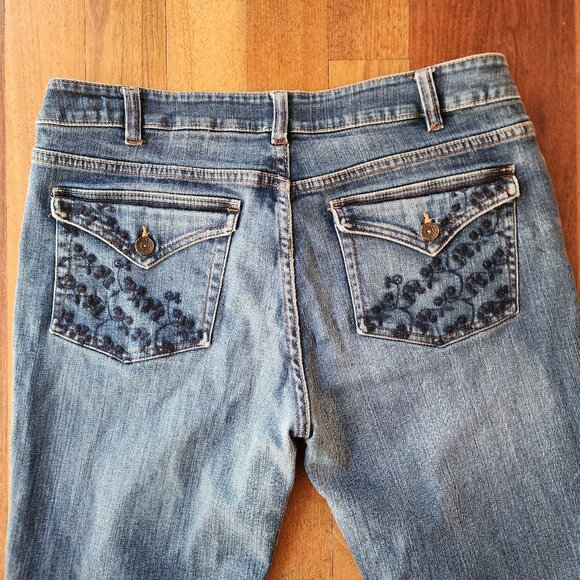 Canyon River Blues Embroidered Flap-Over Pocket Boot Cut Jeans Size 14 - Picture 12 of 14